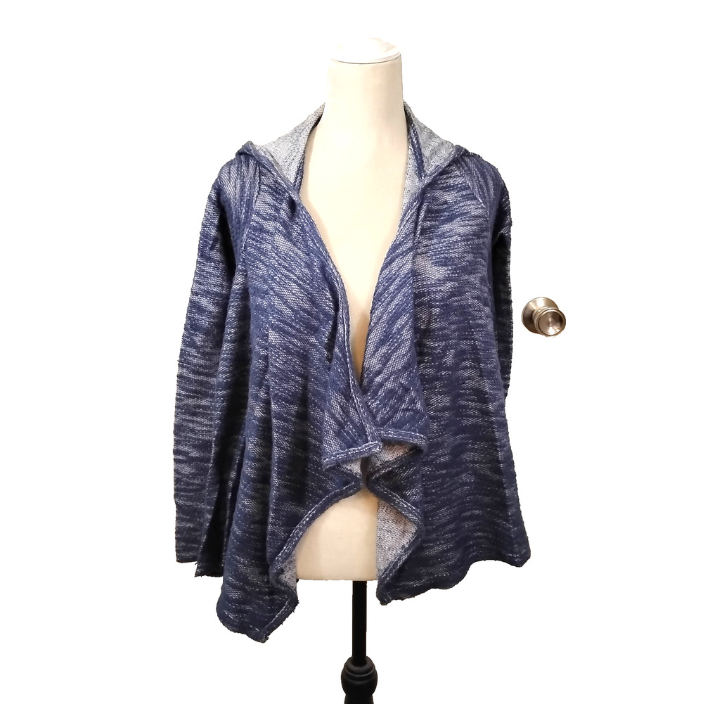 Hollister Women XS Open Front Hooded Cardigan Blue Casual